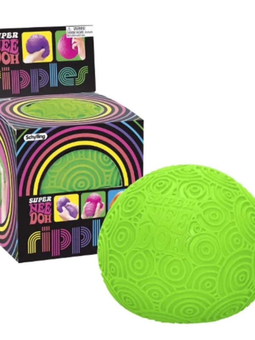 Schylling Super NeeDoh Ripples Sensory Ball - Neon Green
